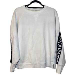 Calvin Klein White and Black Crewneck Sweatshirt Size Large